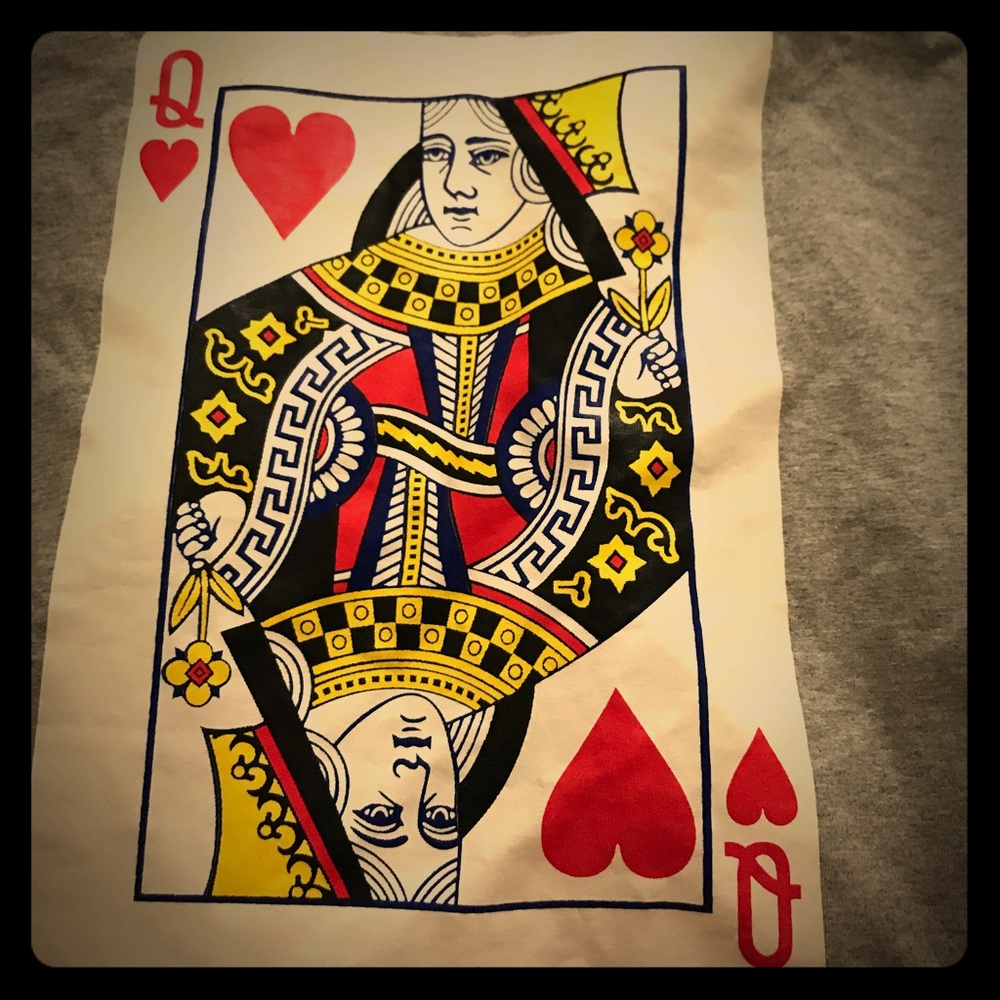 Gildan XL Grey Custom Queen of Hearts T-Shirt